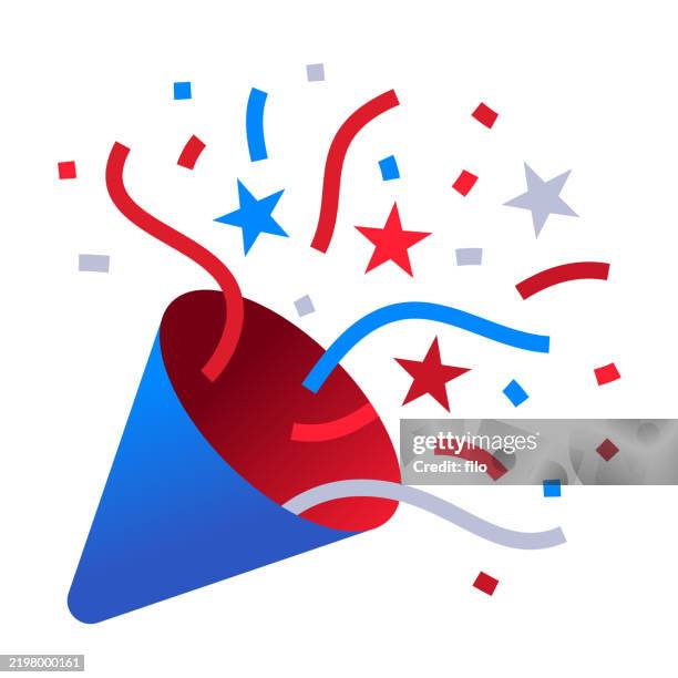 illustrazioni stock, clip art, cartoni animati e icone di tendenza di usa holiday patriottico americano celebrazione festa coriandoli - cappellino per le feste