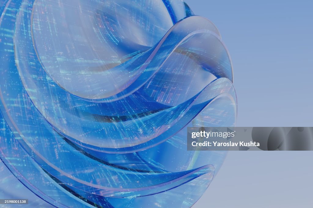Glass Data Visualization Examples 3d Dynamic Data Glass Technology Blue Fabric Swirls Ai And Big Data ...