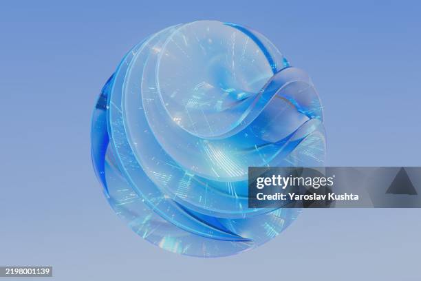 3d dynamic data glass technology blue fabric swirls. ai and big data visualization artificial intelligence neural grid – machine learning concept cgi - aprendizaje profundo fotografías e imágenes de stock