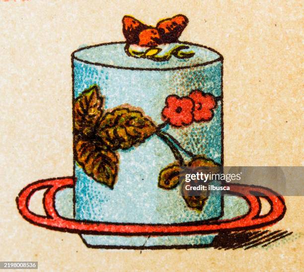 19th century breakfast and tea porcelain: boxes and trays - breakfast tray stock illustrations