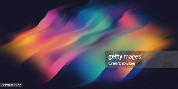 vibrant abstract gradient waves on dark background. a dynamic abstract design featuring smooth, colorful gradient waves flowing across a dark background, creating a futuristic and artistic visual effect. - distorted stock pictures, royalty-free photos & images