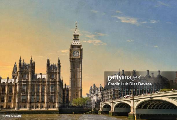 houses of parliament, london, england, uk - arch bridge stock pictures, royalty-free photos & images