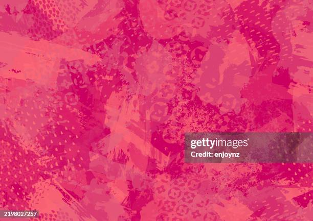 illustrations, cliparts, dessins animés et icônes de fond de motif texturé de peinture rose sans couture - octobre rose