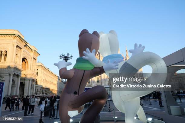 The Milano Cortina 2026 Mascots during Milano Cortina 2026 Winter Olympic Games - 1 Year To Go event on February 06, 2025 in Milan, Italy.