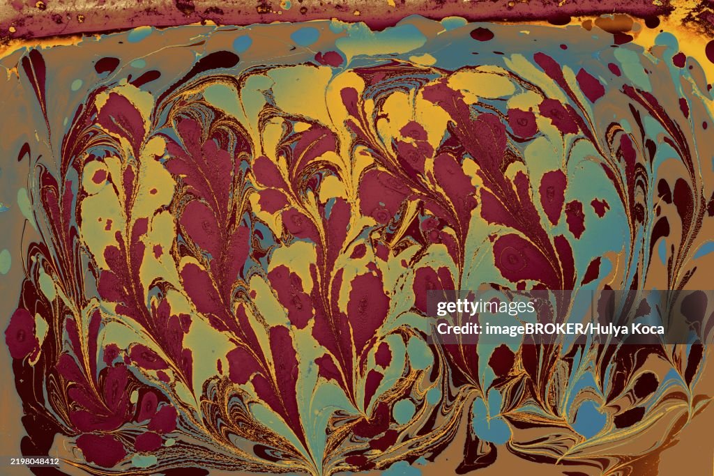 Abstract marbling floral pattern for fabric, tile design. background texture