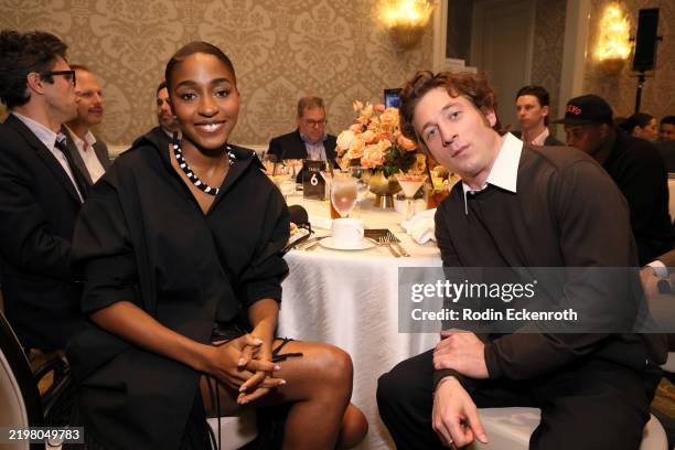 Ayo Edebiri and Jeremy Allen White attend the AFI Awards at Four Seasons Hotel Los Angeles at Beverly Hills on February 06, 2025 in Los Angeles,...