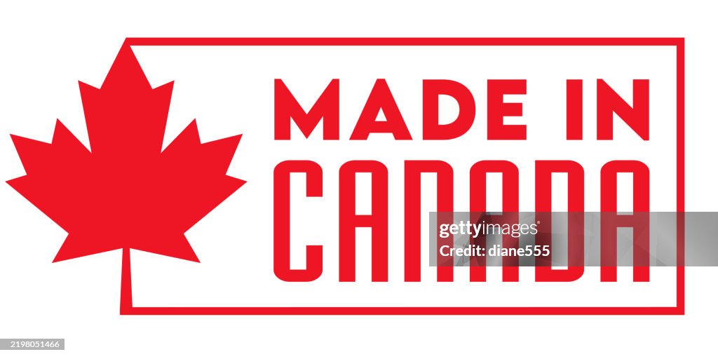 Made In Canada Label Banner On A Transparent Base