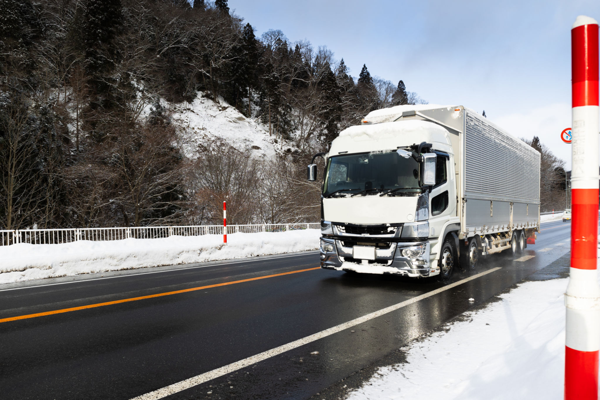 truck on icy road