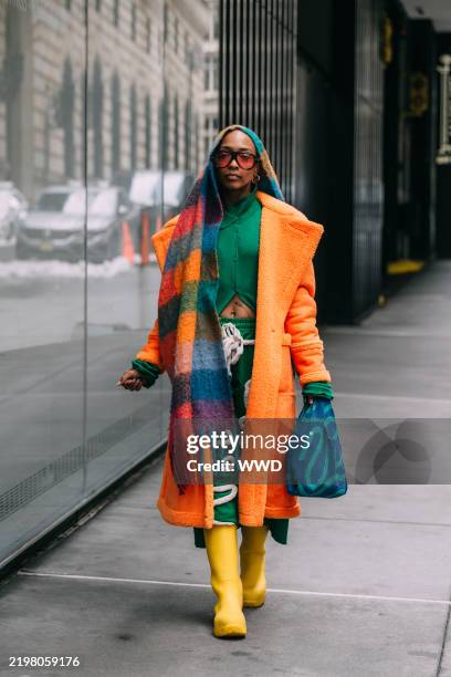 Street style during New York RTW Fall Fashion Week 2025on February 09, 2025 in New York, New York.