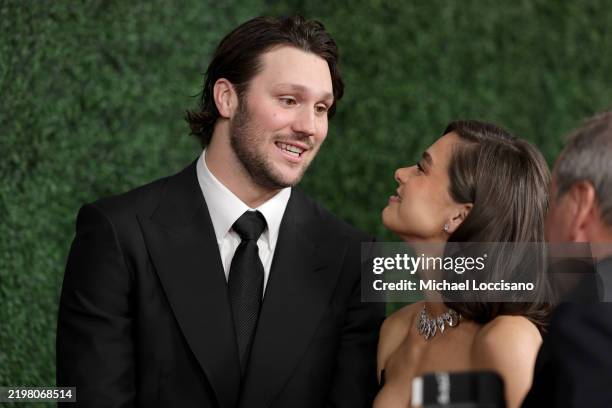 Josh Allen and Hailee Steinfeld attend the 14th Annual NFL Honors at Saenger Theatre on February 06, 2025 in New Orleans, Louisiana.