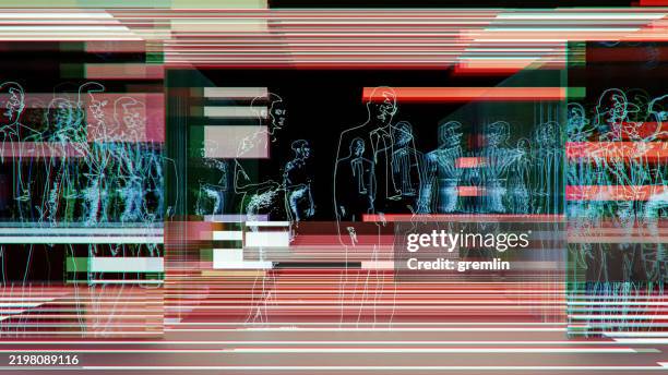 abstract human silhouettes in vr environment - incidental people stock pictures, royalty-free photos & images