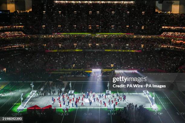 Kendrick Lamar performs during the Apple Music Halftime Show at The Caesars Superdome, New Orleans. Picture date: Sunday February 9, 2025.