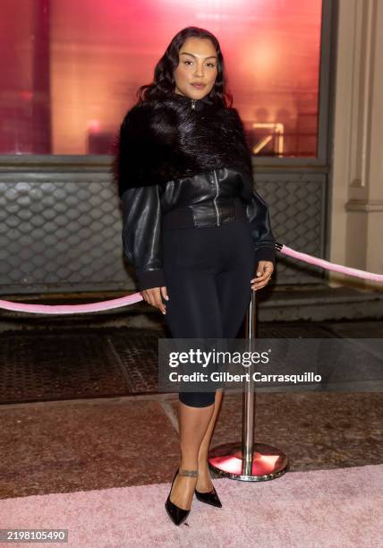 Model Paloma Elsesser is seen arriving to the YSL Beauty Candy Club pop-up experience celebrating the viral Candy Glaze Lip Gloss Stick on February...
