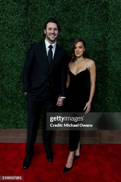 Josh Allen and Hailee Steinfeld pose for a photo on the red carpet the 14th Annual NFL Honors at Saenger Theatre on February 06, 2025 in New Orleans,...