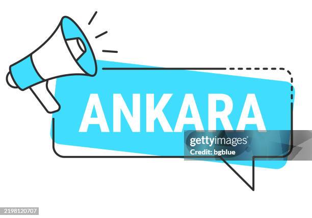 ankara - speech bubble and megaphone on white background - anatolia stock illustrations