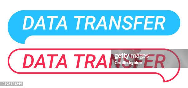 data transfer - blue and red speech bubble on white background - decal stock illustrations
