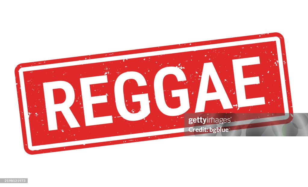 Reggae - Red rubber stamp on white background