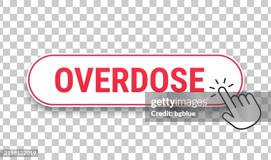 Overdose - 3D click web button with hand cursor on blank background Overdose - 3D click web button with hand cursor on blank background