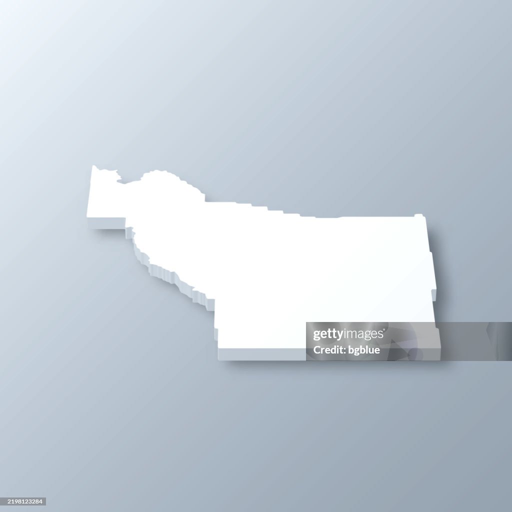 Fremont County, Wyoming. 3D Map on gray background
