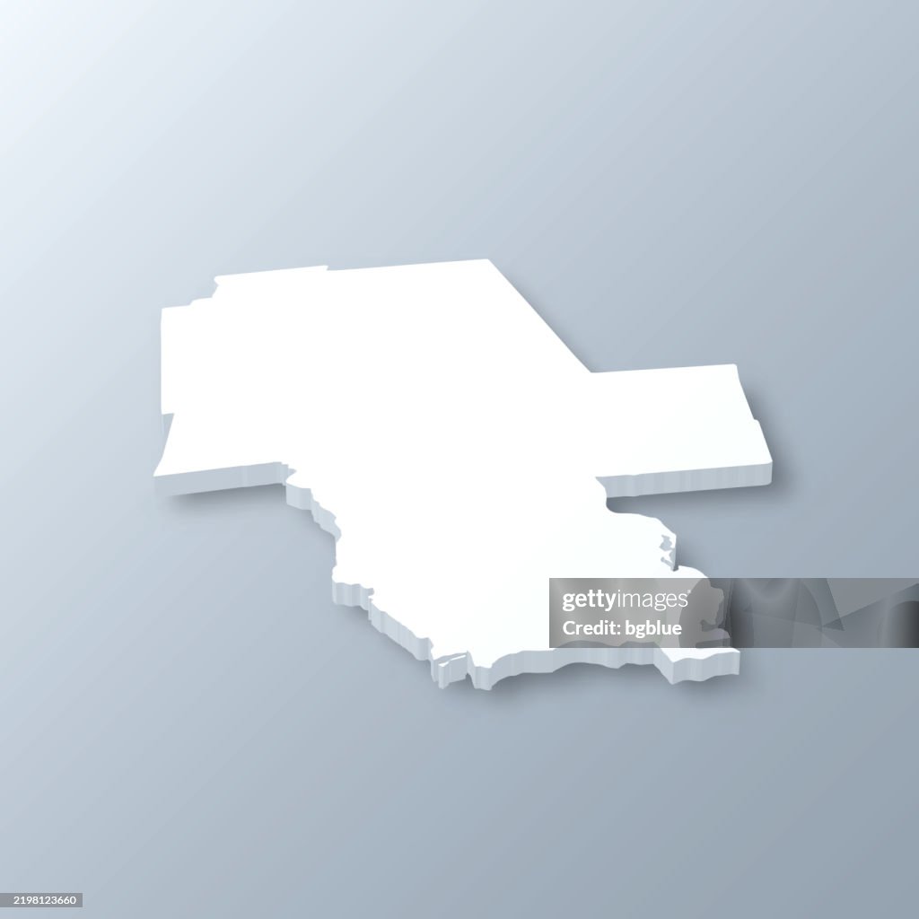 Middlesex County, Connecticut. 3D Map on gray background