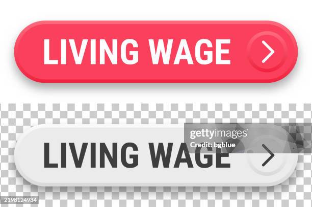 living wage - 3d click web buttons on blank background - knob stock illustrations
