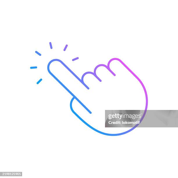 hand click gradient color line icon. the icon is suitable for web design, mobile apps, ui, ux, and gui design. - screen cursor stock illustrations