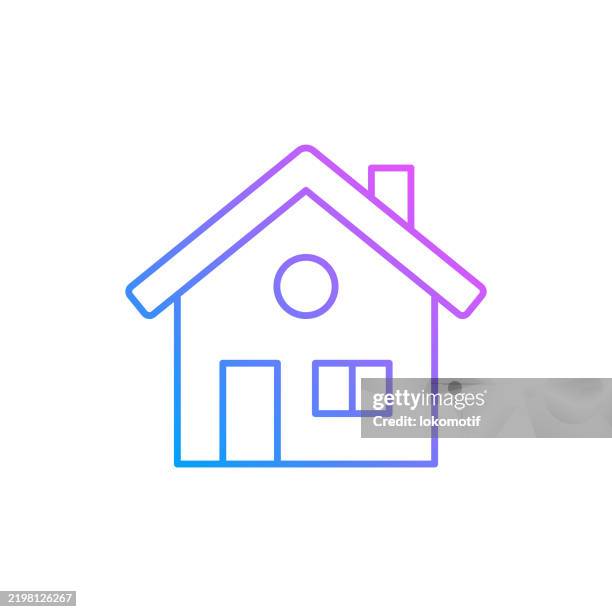 detached house gradient color line icon. the icon is suitable for web design, mobile apps, ui, ux, and gui design. - tiny apartment stock illustrations