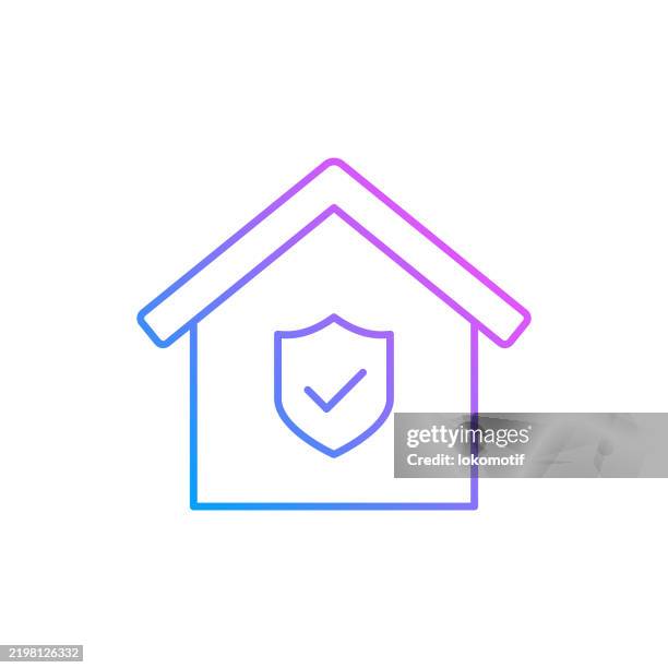 home insurance gradient color line icon. the icon is suitable for web design, mobile apps, ui, ux, and gui design. - command center stock illustrations