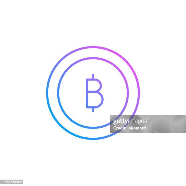 bitcoin gradient color line icon. the icon is suitable for web design, mobile apps, ui, ux, and gui design. - token stock illustrations