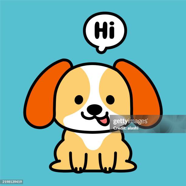 a cute dog, sitting, with a tiny tongue sticking out, looks at you lovely - cavalier king charles spaniel stock illustrations