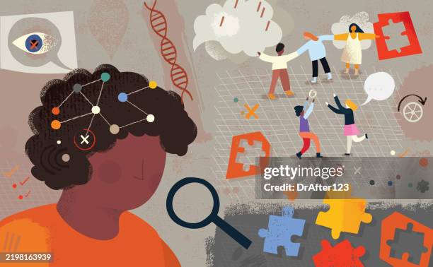 autism concept - disability inclusion illustration stock illustrations
