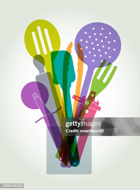 kitchen cooking utensils - cutlet stock illustrations