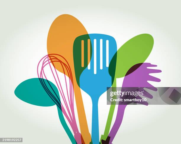kitchen cooking utensils - cutlet stock illustrations