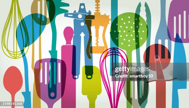 kitchen cooking utensils - cutlet stock illustrations