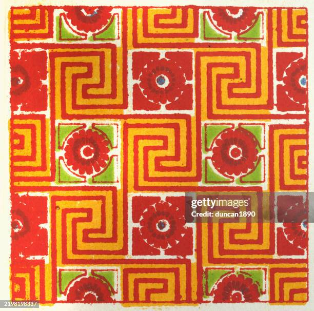 ancient egyptian decorative art patterns, abstract backgrounds, vintage decor illustrations - greek key pattern stock illustrations