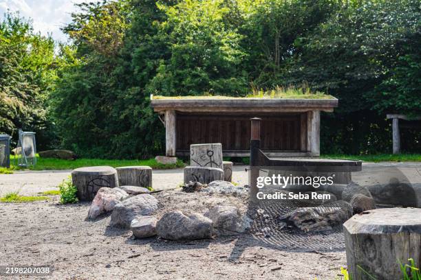 rustic shelters in denmark - sheltering stock pictures, royalty-free photos & images