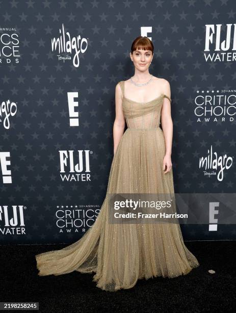 Leighton Meester attends the 30th Annual Critics Choice Awards at Barker Hangar on February 07, 2025 in Santa Monica, California.