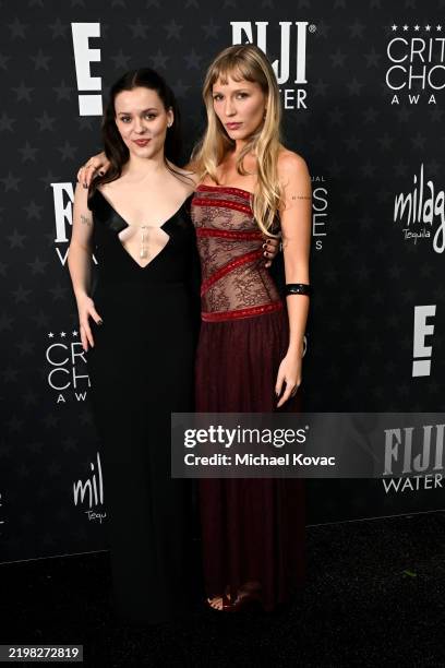 Maisy Stella and Lennon Stella attend the 30th Annual Critics Choice Awards at Barker Hangar on February 07, 2025 in Santa Monica, California.