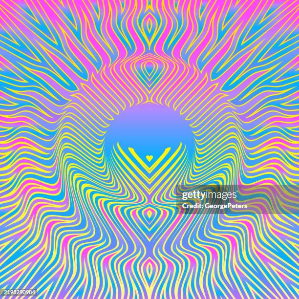 psychedelic circles frame – border with sunbeams - virtual therapy stock illustrations