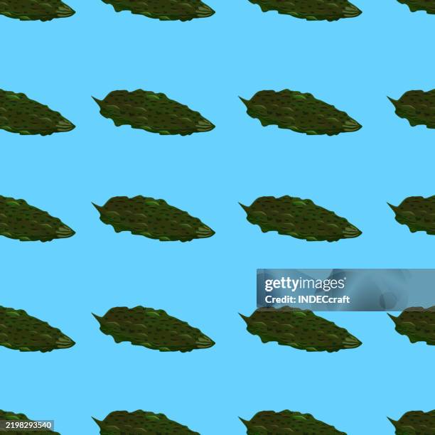 bitter gourd seamless pattern - grow your own stock illustrations