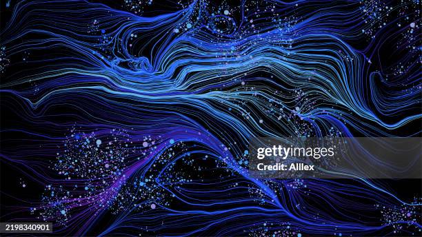 cosmic flow: a dance of blue and purple in the abyss - glow sticks background stock illustrations
