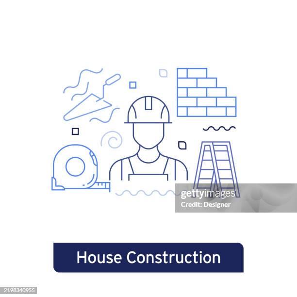 house improvement concept vector illustration. editable stroke vector design. - remodeling tools stock illustrations