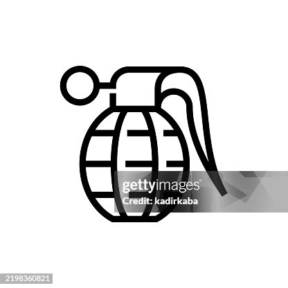 Hand grenade line icon. Military ammunition, exploding, danger. Hand grenade line icon. Military ammunition, exploding, danger.