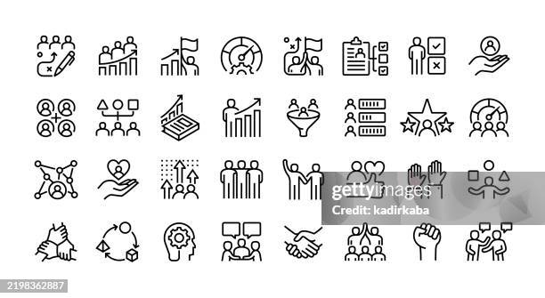 talent management line icon set. group of object. skill, performance, employee, team. - business stock illustrations