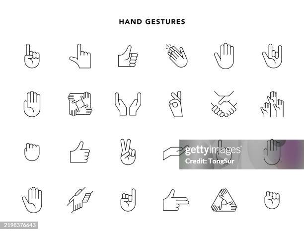 hand gestures - line icons - little finger stock illustrations