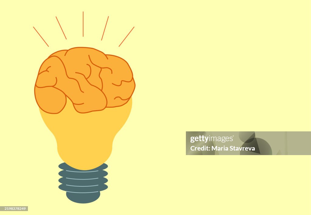 Creative concept of a light bulb with a brain.
