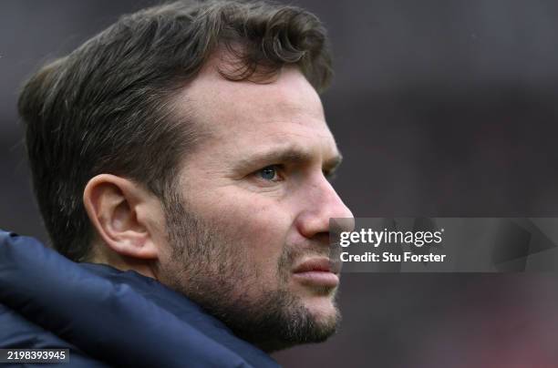 Watford head coach Tom Cleverley looks on during the Sky Bet Championship match between Sunderland AFC and Watford FC at Stadium of Light on February...