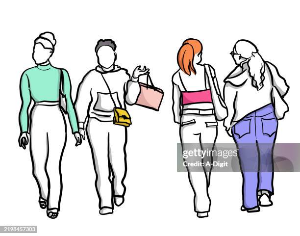 happyyouthwalking - commuters crowd stock illustrations