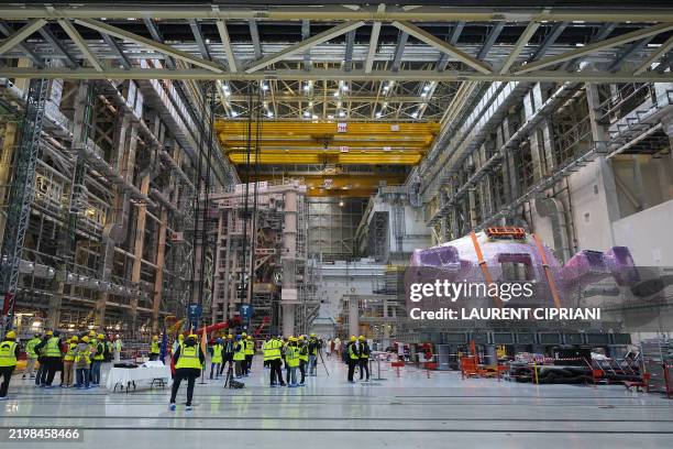 Delegation of visitors with French President and Indian Prime Minister visits the ITER in Saint-Paul-les-Durance, near Marseille southern France, on...
