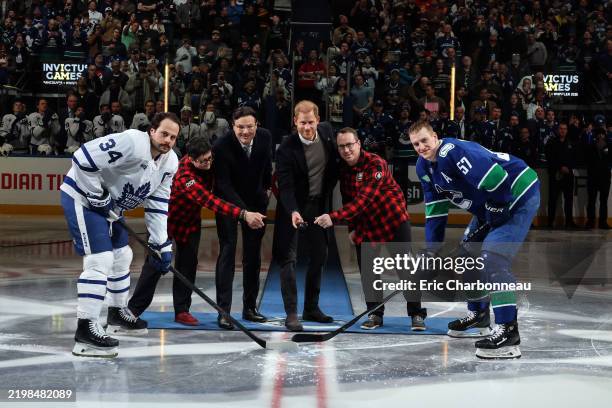 Auston Matthews, Team Canada athlete Lee Jarratt, Chairman of the Vancouver Canucks Francesco Aquilini, Prince Harry, Duke of Sussex, Team Canada...